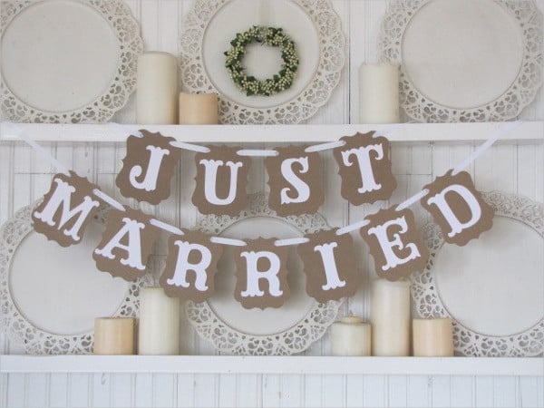 just married wedding banner