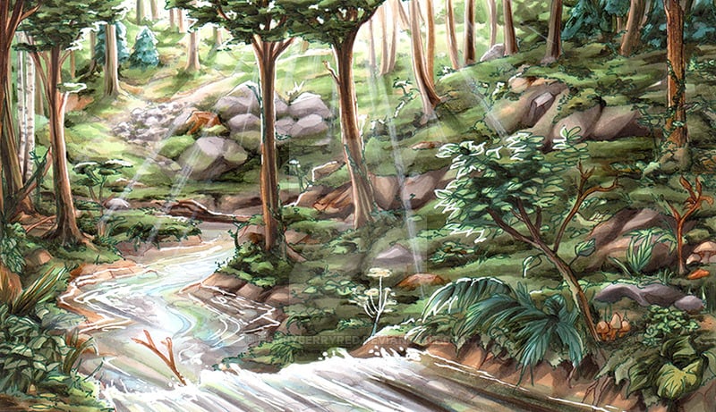 drawing of a forest