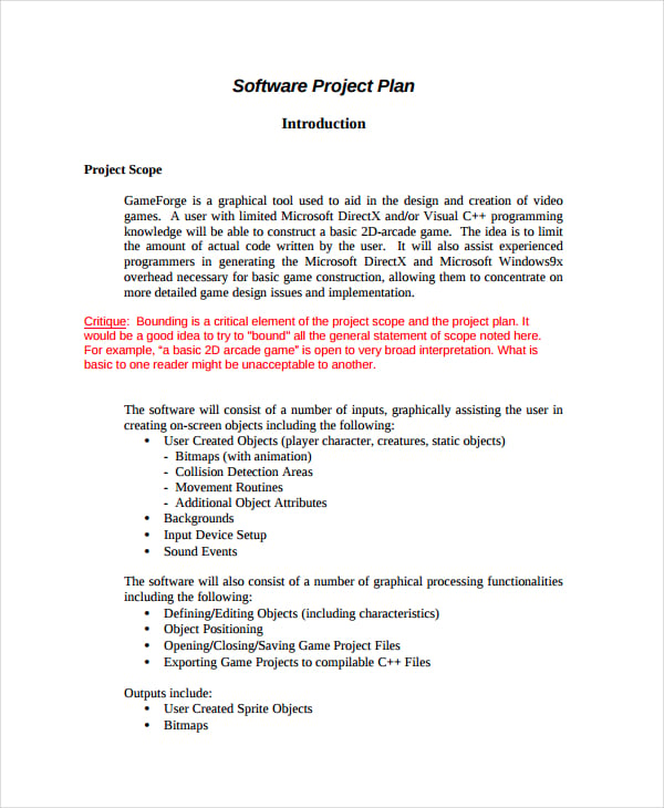 software development project plan template