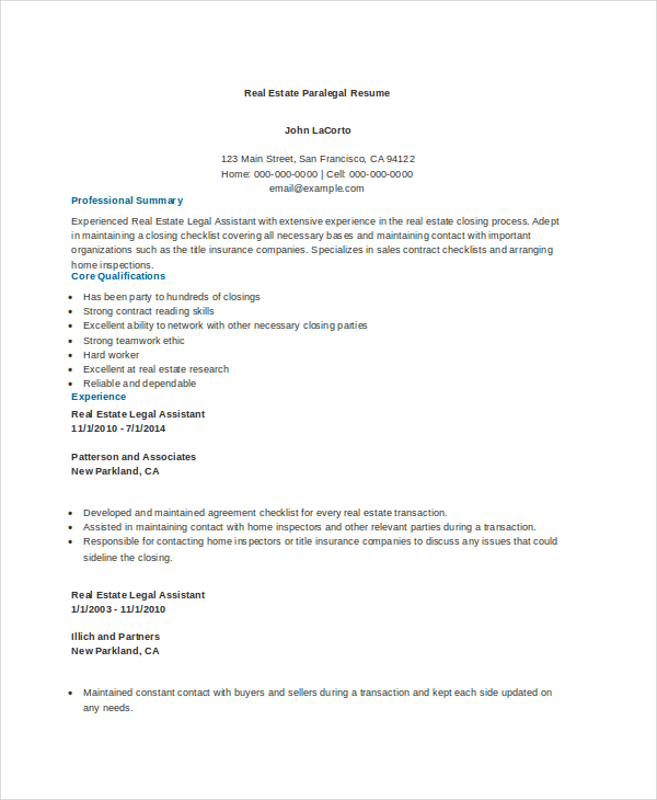 9+ Paralegal Resume Templates PDF, DOC