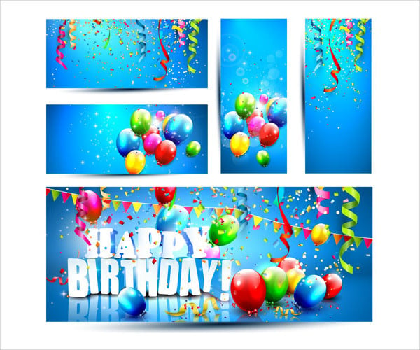 birthday banners with color balloon
