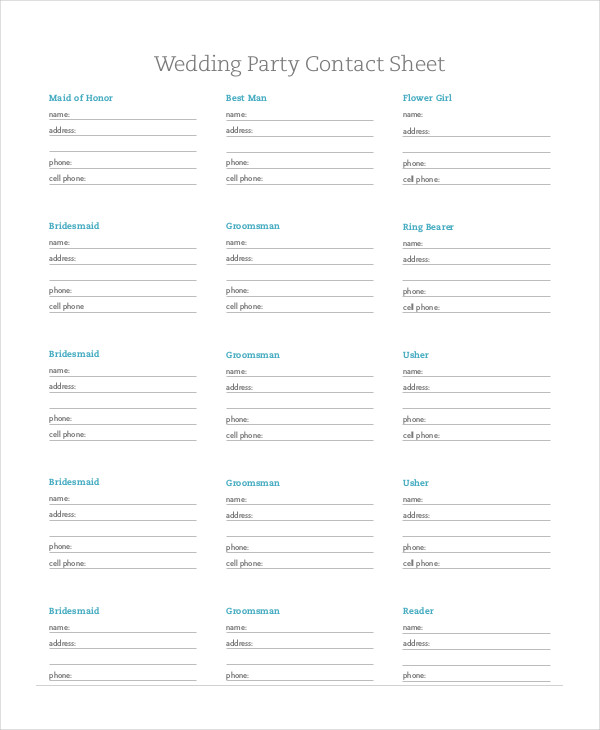 Free Contact List Template 10 Free Word PDF Documents Download