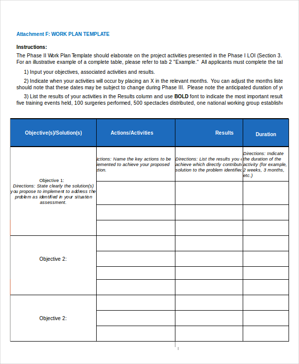 project work plan template excel