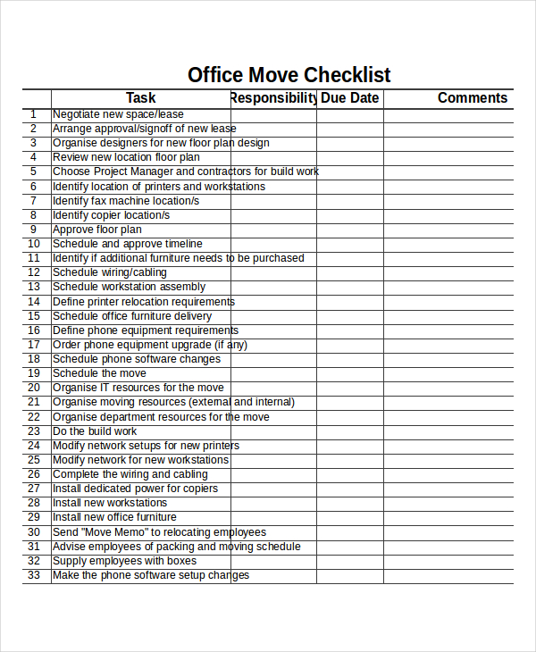 Checklist Template - 19+ Free Word, Excel, PDF Documents Download