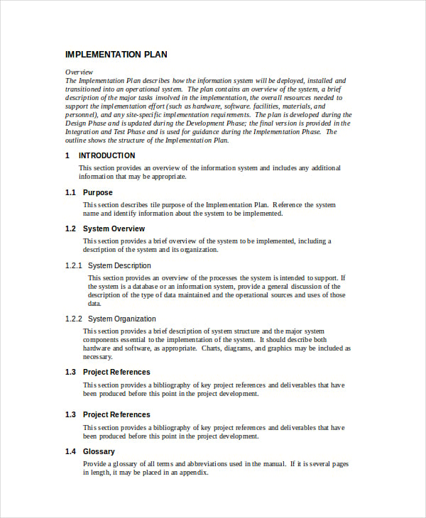software implementation project plan template