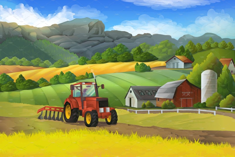 vector farm landscape