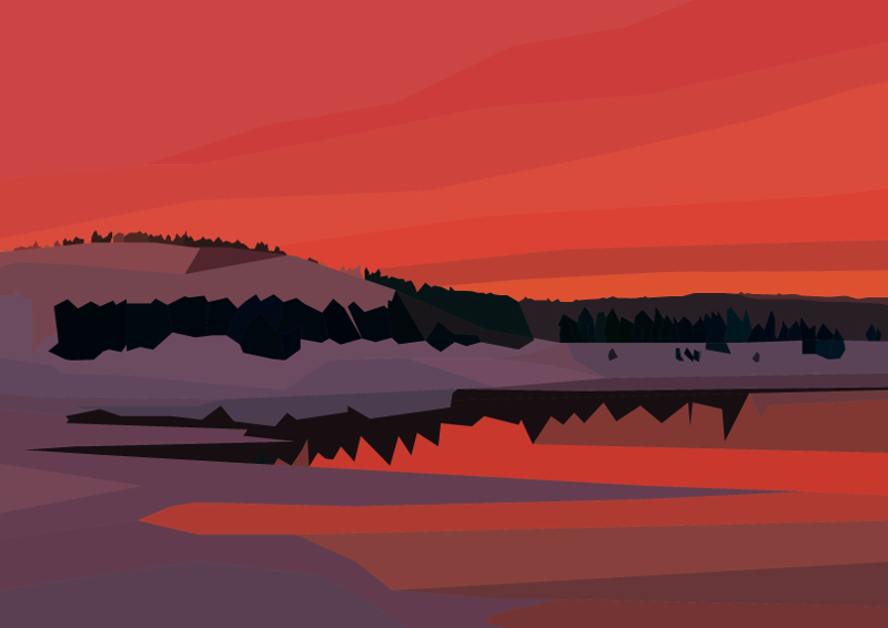 sunset landscape illustration