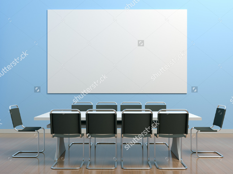 blue meeting room in the office