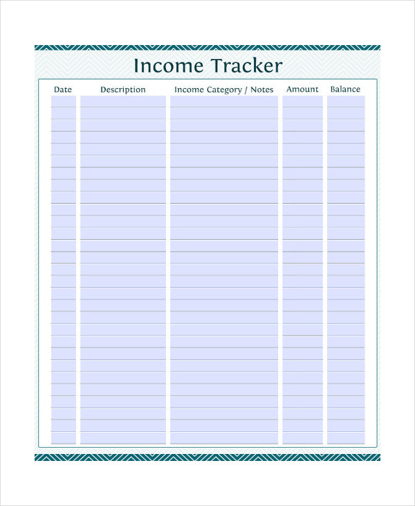 Yearly Income Sheet Instant Download Printable Monthly Income Tracker
