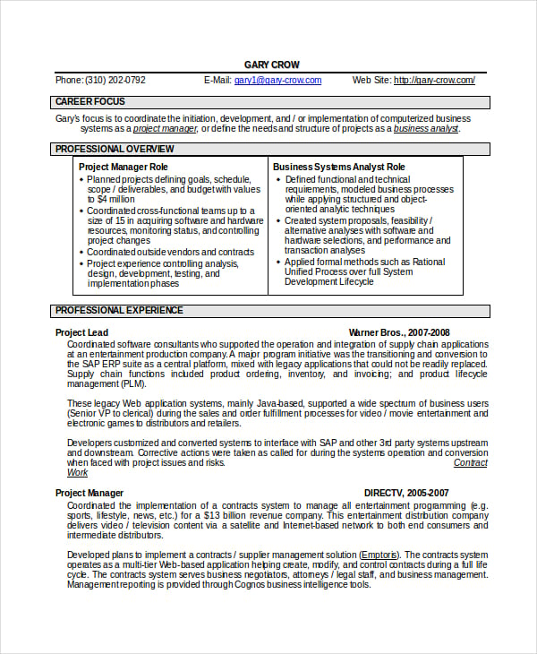 project-manager-resume-format