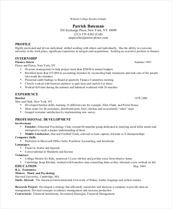 college-resume-example
