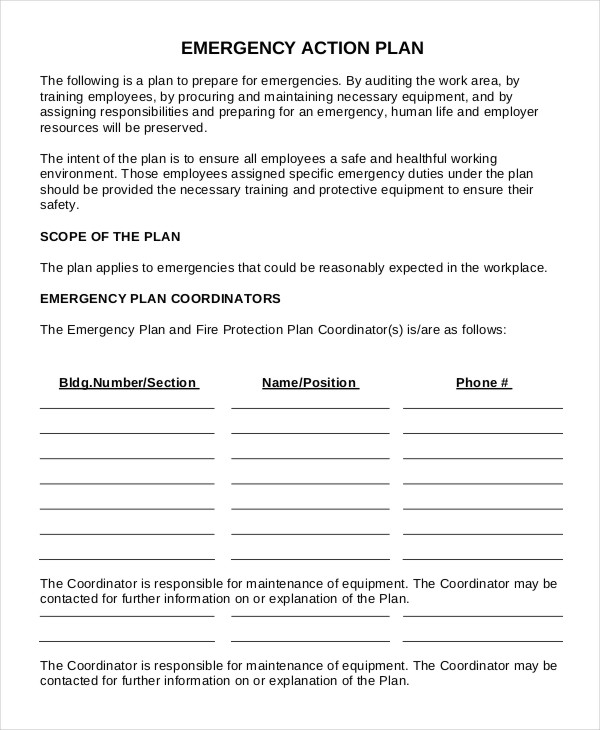 General Business Emergency Action Plan Template