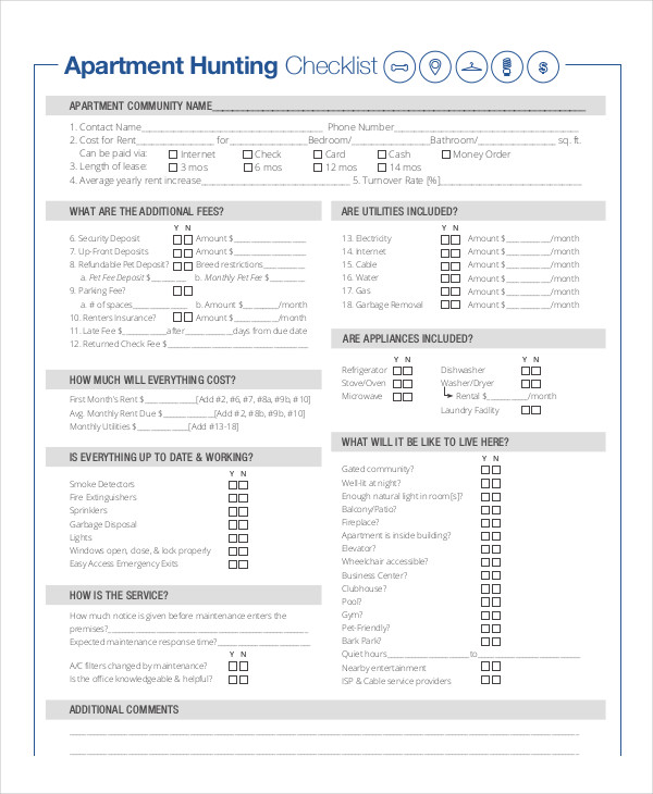 New Apartment Checklist - 9+ Free Word, PDF Documents Download