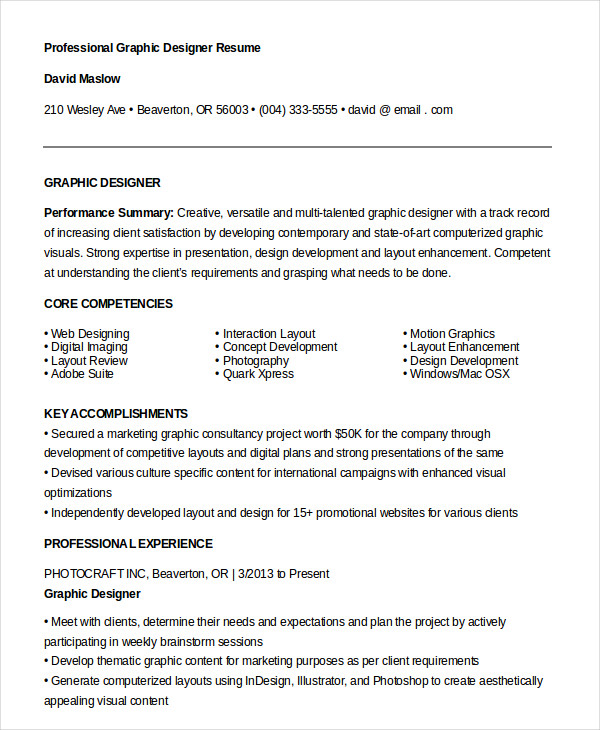 Graphic Designer Resume - 7+ Free Sample, Example, Format