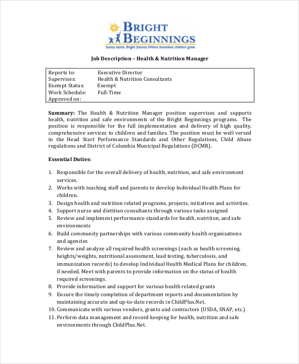 10+ Nutritionist Job Description Templates PDF, DOC