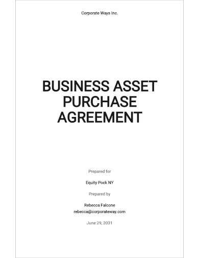 business asset purchase agreement template