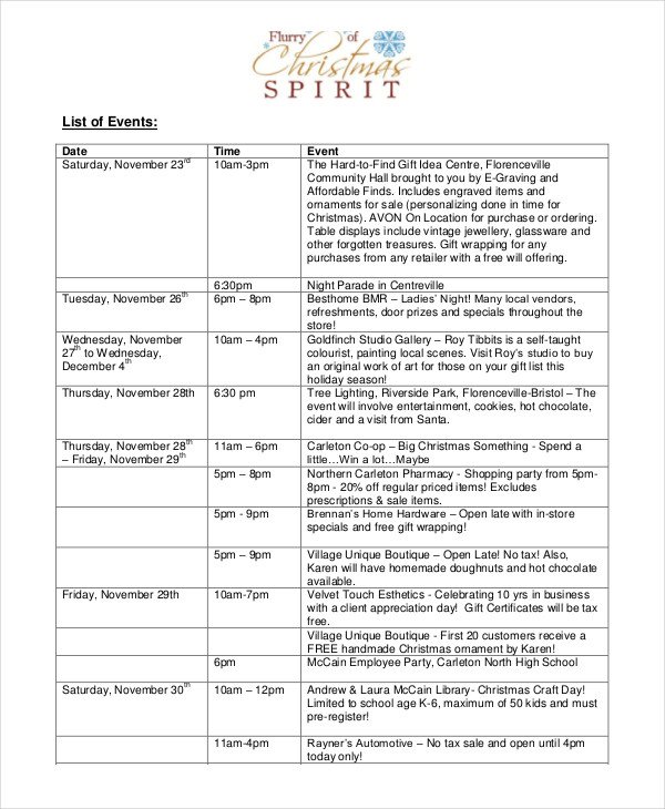 sportsfest program of activities sample