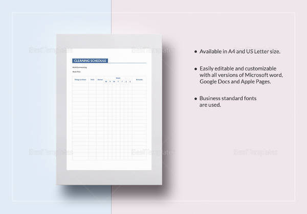 Daily Cleaning Schedule 16 Free PDF Documents Download