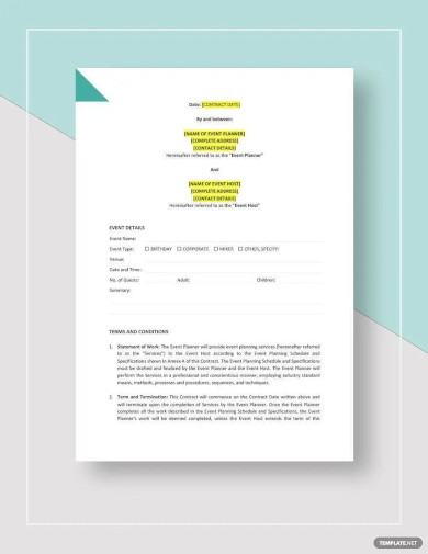 event planning contract template
