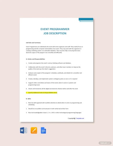event programmer job description template