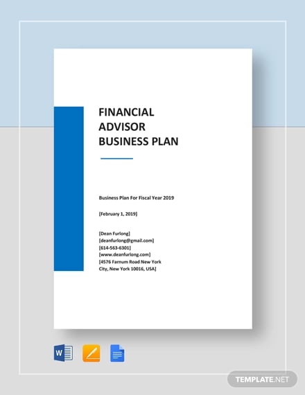 business plan template financial advisor