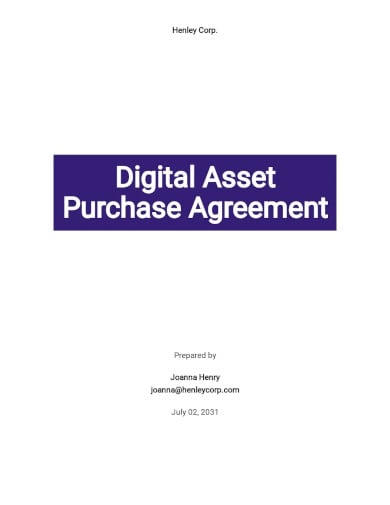 free digital asset purchase agreement template