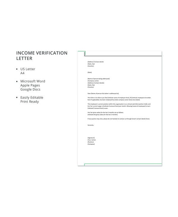 income verification letter