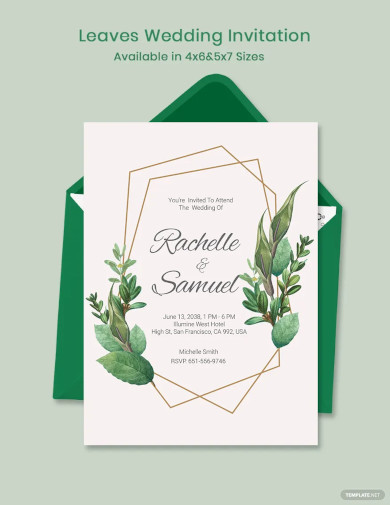 leaves wedding invitation template