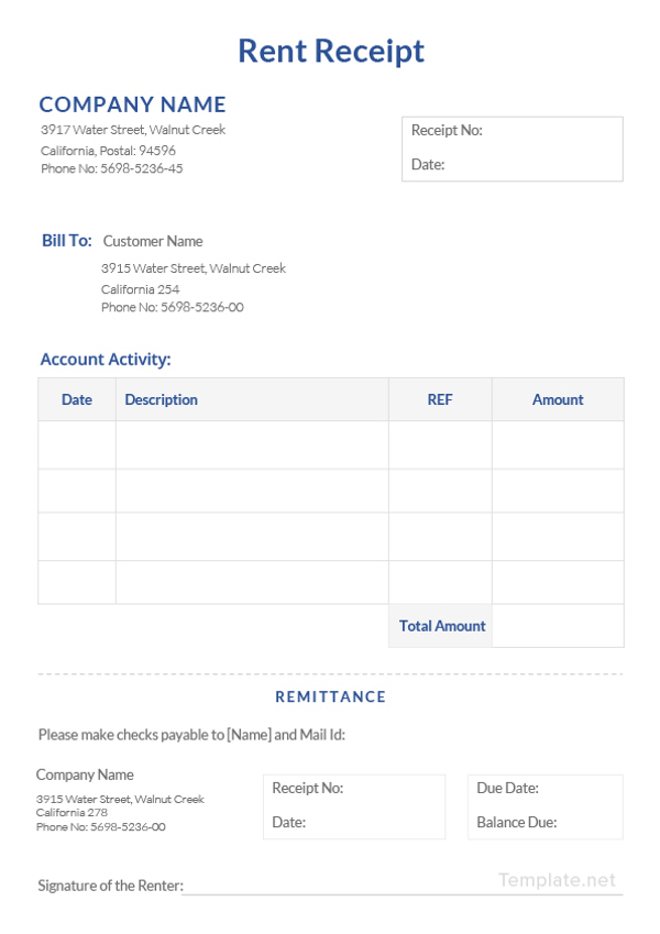 rent receipt template 20 free word pdf documents