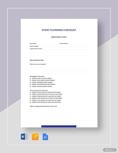 sample event planning checklist template
