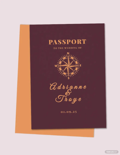 vintage passport wedding invitation template