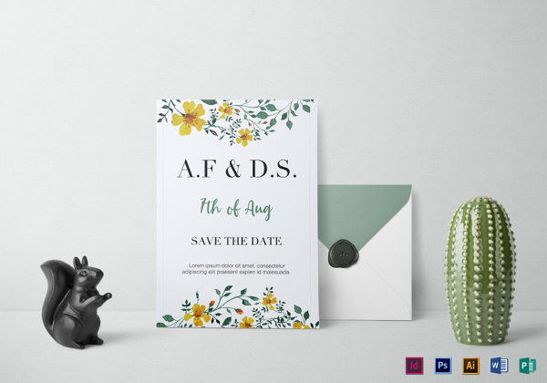 wild flowers wedding invitation template