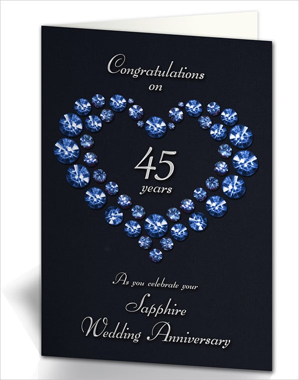 sapphire wedding anniversary card