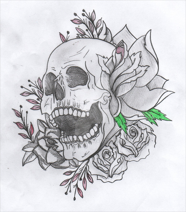 skull tattoo drawing