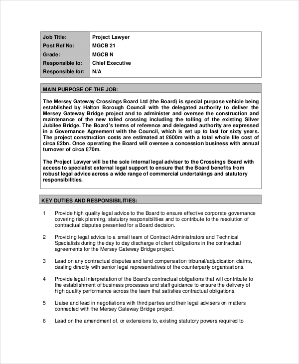 12+ Sample Lawyer Job Description Templates - PDF, DOC ...