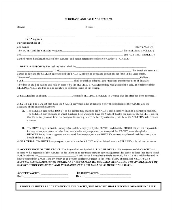 blank purchase sales agreement template