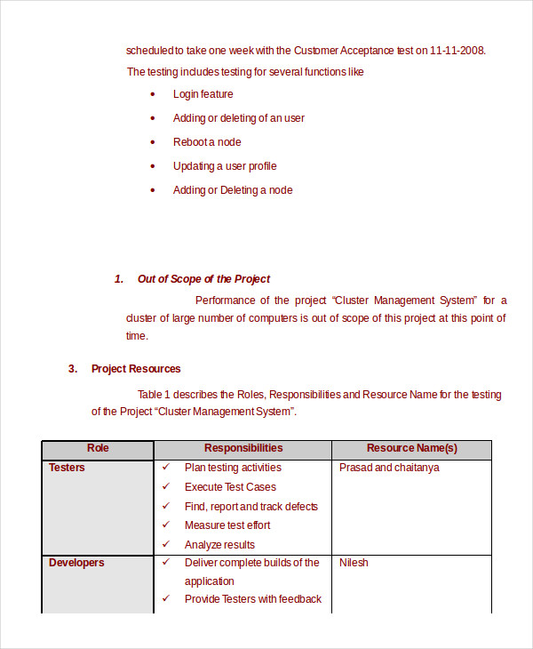 test plan template