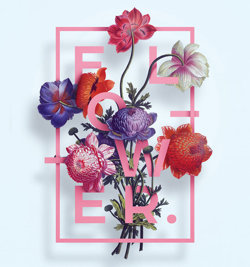 floral typography design free download
