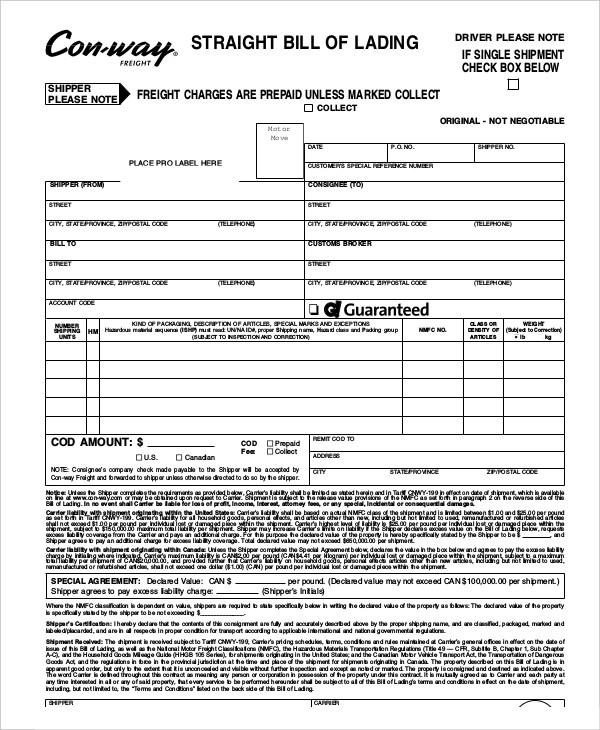 7 Bill Of Lading Templates Word Excel PDF Templates