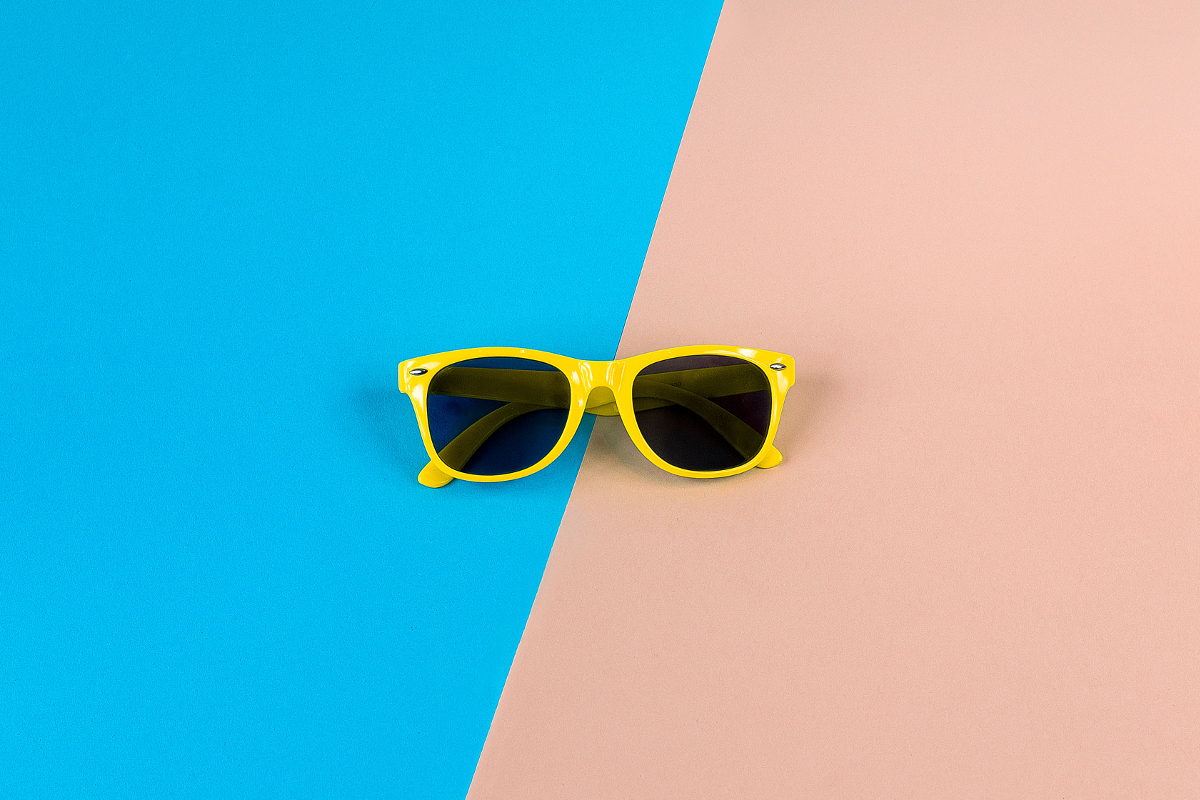 yellow framed sunglasses