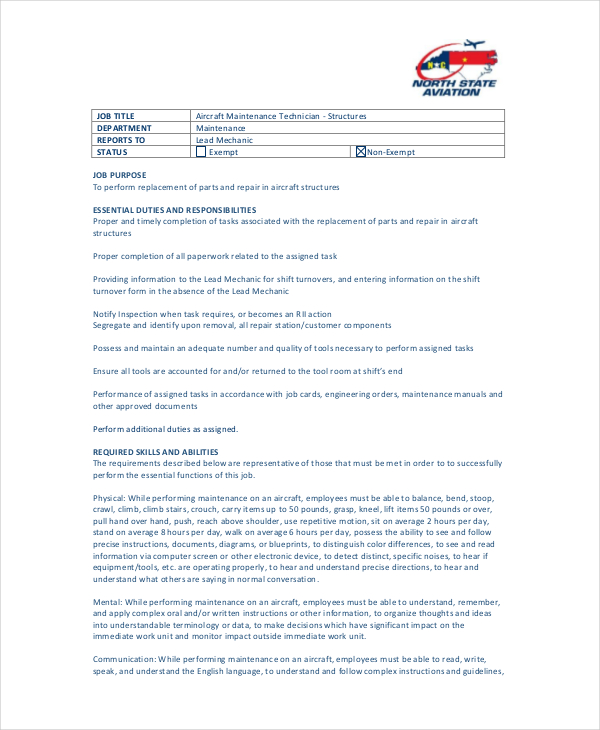 Maintenance Job Description - 9+ Free PDF Documents Download