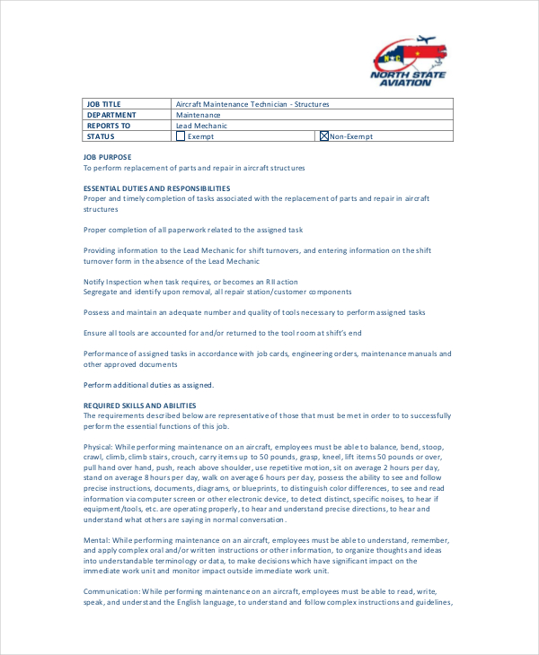 Maintenance Job Description 9+ Free PDF Documents Download