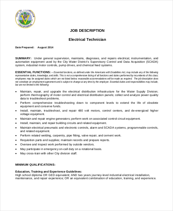 Maintenance Job Description 9+ Free PDF Documents Download