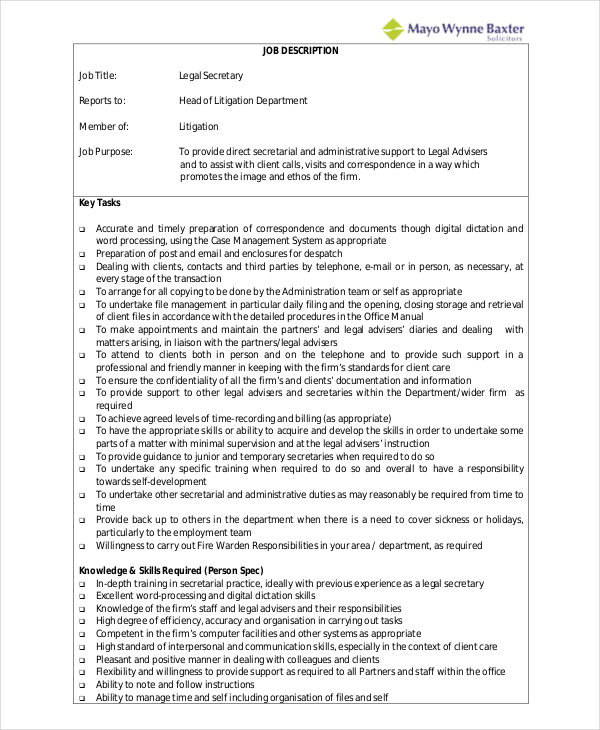 Executive Secretary Job Description Pdf - Wanted Executive Committee Secretary By Elizabeth Voss / It's made internally for current employees, human resource staff, executives, and for job applicants.