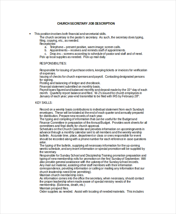 secretary-job-description-example-10-free-word-pdf-documents-download