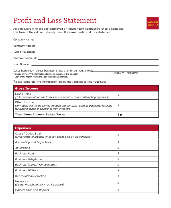 Profit Loss Statement Template 9 Free PDF Excel Documents 