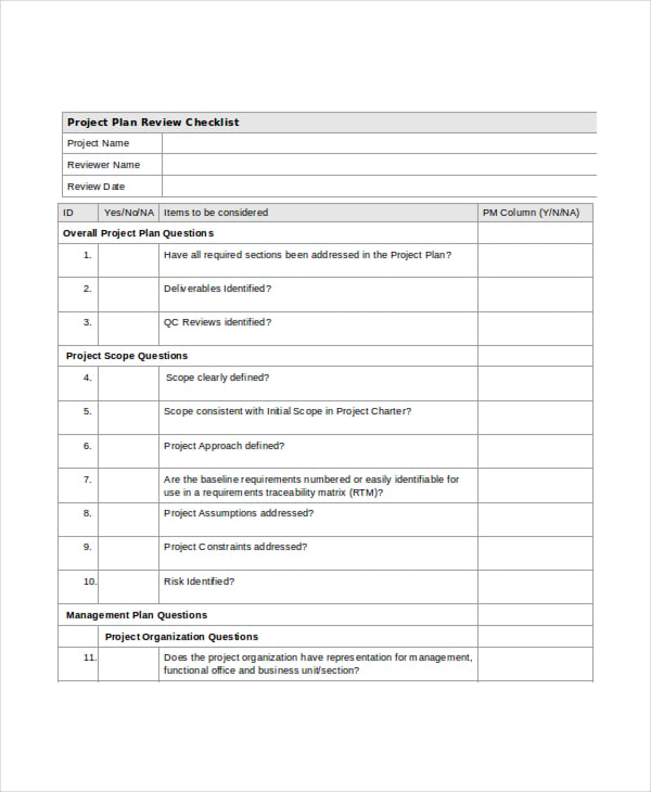 project planning checklist template