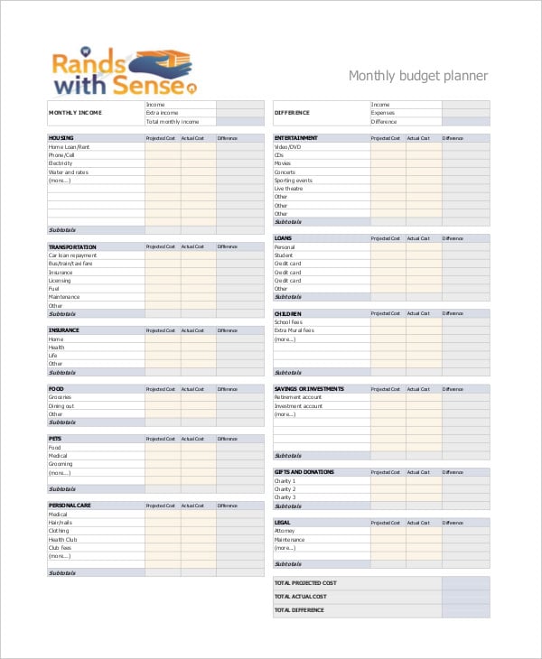 download blank monthly budget planner