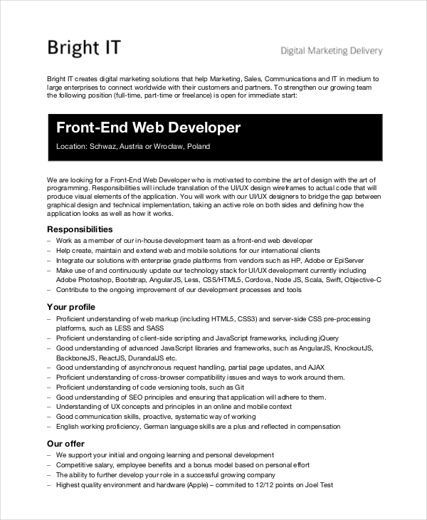 10-web-developer-job-description-templates-pdf-doc