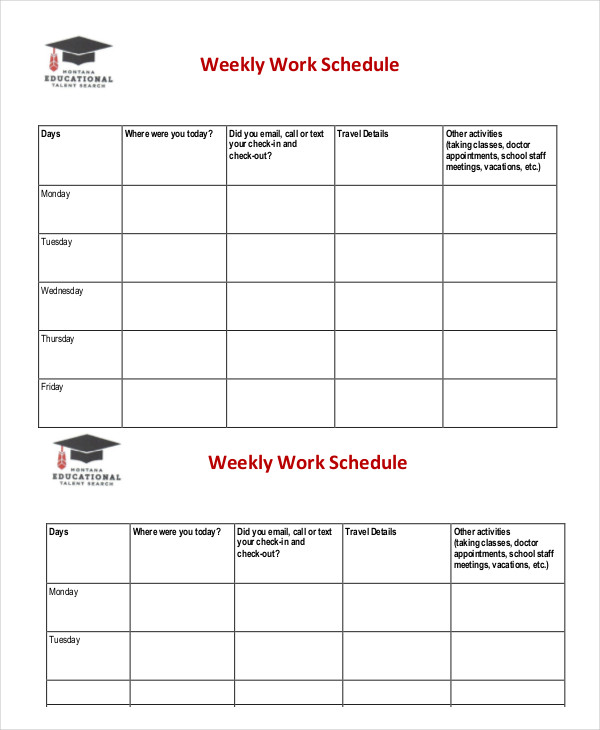 weekly schedule template 10 free word excel pdf documents download